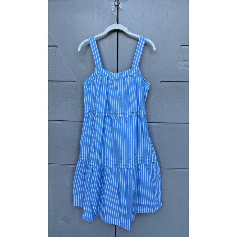 NWT Pact Sunset Easy Blue White Striped Cami Dress Tiered Organic Cotton Boho M - Picture 3 of 12